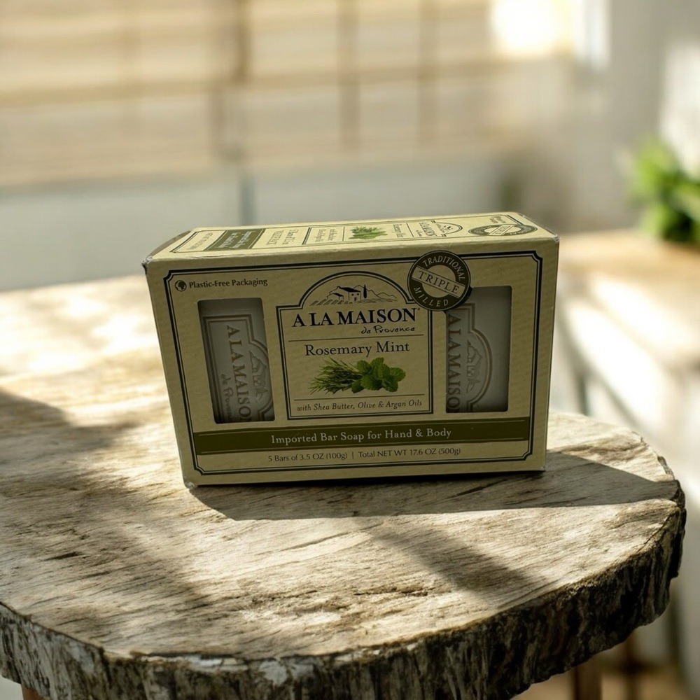 A LA Maison de Provence Rosemary Mint 5 Pack‎ Hand & Body Bar Soap NEW